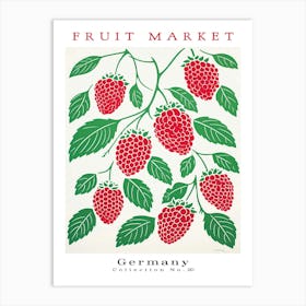 Raspberry Fruit Poster Gift Germany Market Art Print