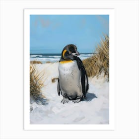 African Penguin Ross Island Oil Painting 3 Art Print