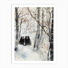 Winter Watercolour Black Bear 3 Art Print