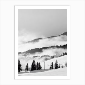 Zell Am See Kaprun, Austria Black And White Skiing Poster Art Print