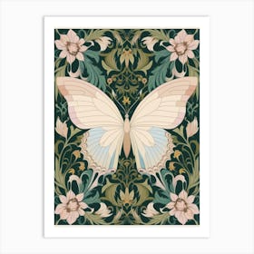 Butterfly With Flowers Art Print