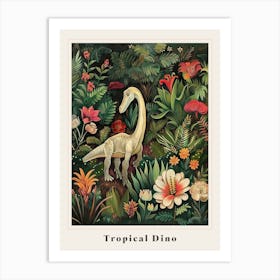 Dinosaur In Tropical Flowers Painting 2 Poster Art Print