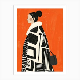 Woman In Black Coat 1 Art Print