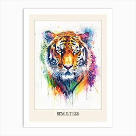 Bengal Tiger Colourful Watercolour 4 Poster Art Print