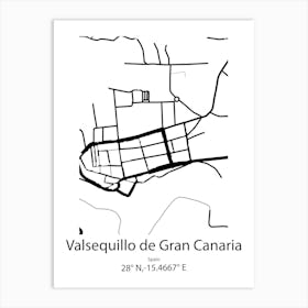 Valsequillo De Gran Canaria,Spain Minimalist Map Poster