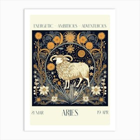 Aries William Morris Zodiac Astral Sign Art Print