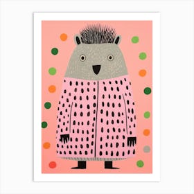 Pink Polka Dot Porcupine Art Print