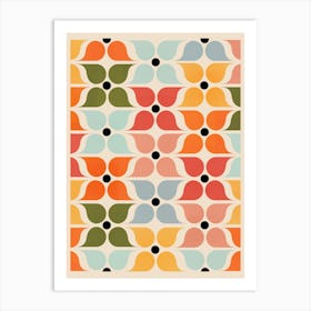 Retro Florals Geometry Art Print