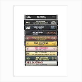 Neil Diamond - Music Poster - Albums on Cassette Print Art Print