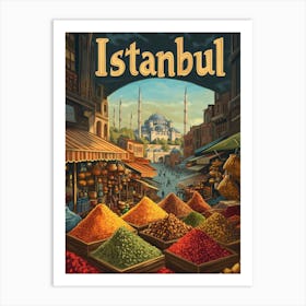 Aihrgdesign A Mid Century Modern Travel Poster For Istanbul Art Print