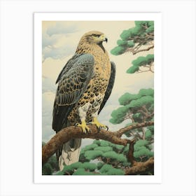 Ohara Koson Inspired Bird Painting Golden Eagle 3 Art Print