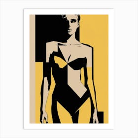 Woman In Black And Yellow Art Print