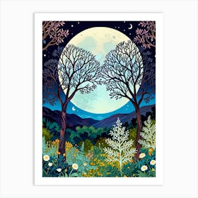 Moonlight In The Forest Art Print