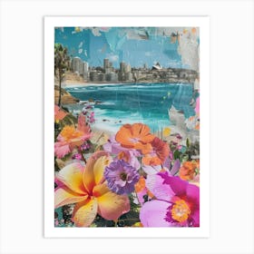 Bondi Beach   Floral Retro Collage Style 3 Art Print