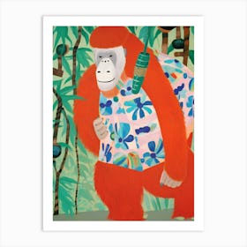 Maximalist Animal Painting Orangutan 2 Art Print