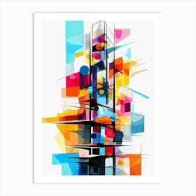 Skyscraper I, Avant Garde Modern Vibrant Colorful Style Painting White Background Art Print