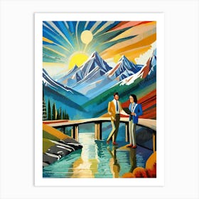 Two Businessman People On A Bridge Art Print