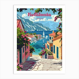 Kefalonia Greece Summer Vacation Digital Travel Illustration Art Print