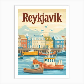 Aihrgdesign A Classic 1960s Travel Poster For Reykjavik 1 Art Print