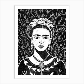 Frida Kahlo Lino Print Art Print