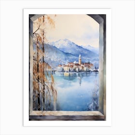 Winter Cityscape Lake Bled Slovenia 1 Art Print