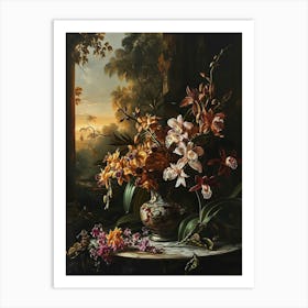 Baroque Floral Still Life Monkey Orchid 3 Art Print