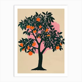 Orange Tree Colourful Illustration 1 Art Print