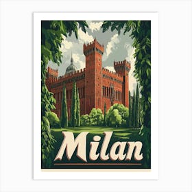 Aihrgdesign A Retro Travel Poster For Milan Art Print