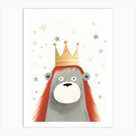 Little Orangutan 3 Wearing A Crown Art Print