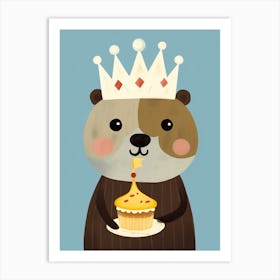 Little Sea Otter 2 Wearing A Crown Art Print