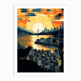 San Francisco, United States Skyline With A Cat 0 Art Print