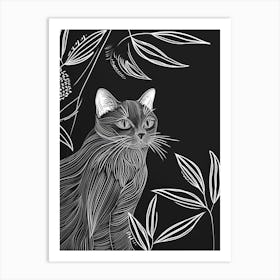 Scottish Fold Cat Minimalist Illustration 2 Art Print