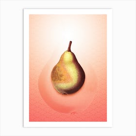 Pear Vintage Botanical in Peach Fuzz Seigaiha Wave Pattern n.0214 Art Print