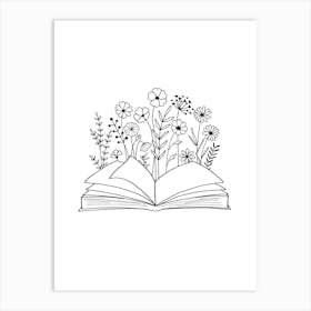 Open Book With Flowers 1 Art Print