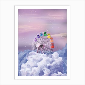 Pink Clouds Ferris Wheel Art Print