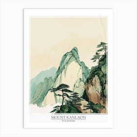 Mount Kanlaon Philippines Color Line Drawing 3 Poster Art Print