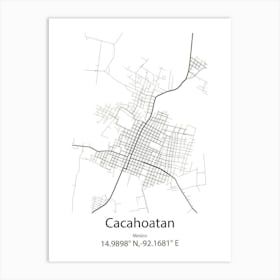 Cacahoatan,Mexico Minimalist Map Art Print