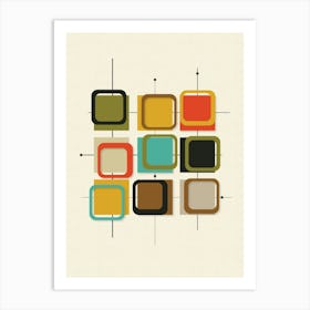 Mid Century Modern Abstract Squares Art Print