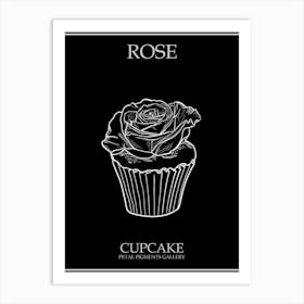 Rose Cupcake Line Drawing 1 Poster Inverted Art Print