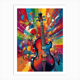 Guitar On A Colorful Background Art Print