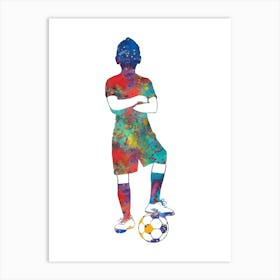 Soccer Player Boy Watercolor Art Print