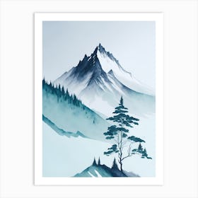 Mountain And Forest In Minimalist Watercolor Vertical Composition 194 Art Print