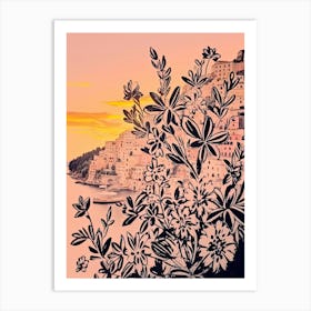 Positano, Flower Collage 3 Art Print