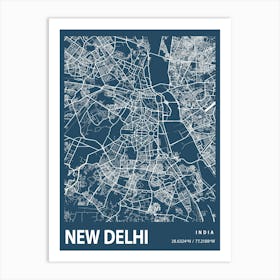 New Delhi Blueprint City Map 1 Art Print