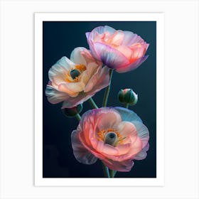 Three Pink Poppy Flowers Art Print