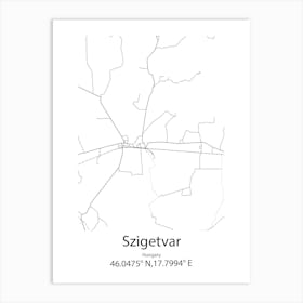 Szigetvar,Hungary Minimalist Map Art Print