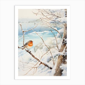 Winter Bird Painting Robin 5 Art Print