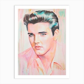 Elvis Presley, Rock und Popkultur Pastel pink Malerei Art Print