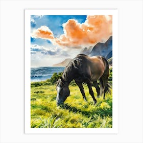 Horse Grazing In The Grass Art Print