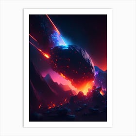 Meteor Neon Nights Space Art Print